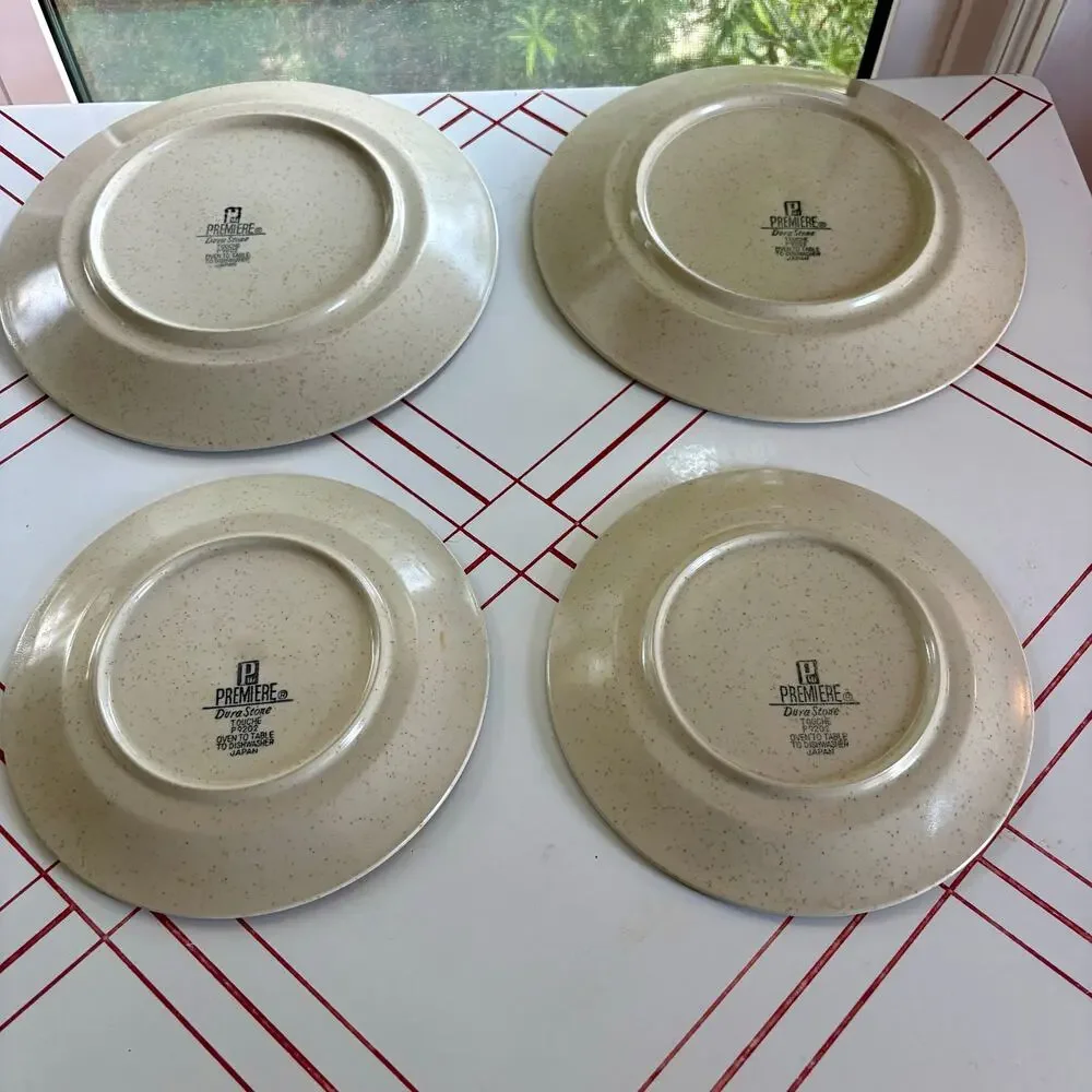 Vintage Premiere DuraStone Touche P9202 Set 2 Dinner 2 Salad Plates, Japan